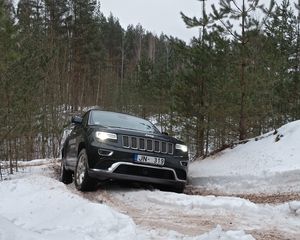 Превью обои jeep renegade, jeep, автомобиль, внедорожник, черный, снег