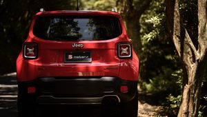 Превью обои jeep renegade, jeep, машина, красный, внедорожник, вид сзади