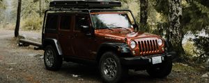 Превью обои jeep wrangler, jeep, автомобиль, внедорожник, коричневый