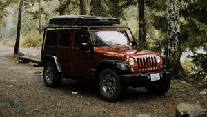 Превью обои jeep wrangler, jeep, автомобиль, внедорожник, коричневый