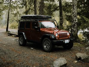 Превью обои jeep wrangler, jeep, автомобиль, внедорожник, коричневый