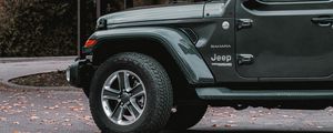 Превью обои jeep wrangler, jeep, автомобиль, внедорожник, серый, вид сбоку