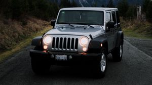 Превью обои jeep wrangler, jeep, автомобиль, внедорожник, серый