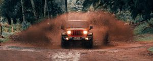 Превью обои jeep wrangler, jeep, автомобиль, внедорожник, красный, тропики