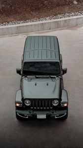 Превью обои jeep wrangler, jeep, автомобиль, внедорожник, черный, вид сверху
