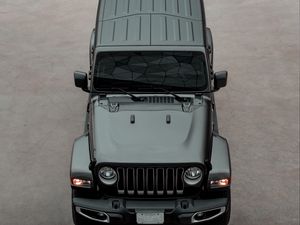 Превью обои jeep wrangler, jeep, автомобиль, внедорожник, черный, вид сверху