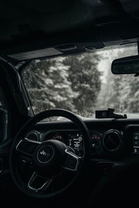 Превью обои jeep wrangler, jeep, руль, автомобиль, черный