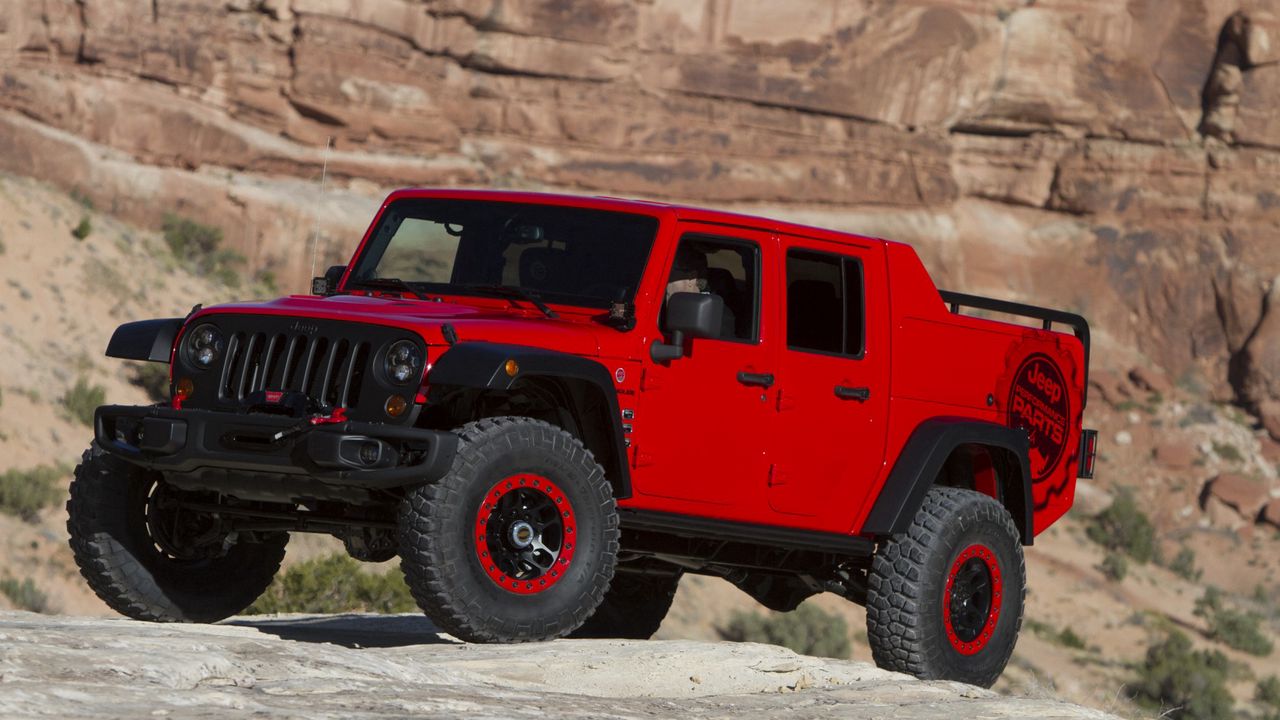 Обои jeep, wrangler, красный, вид сбоку