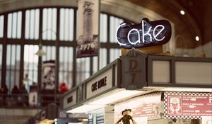 Превью обои кафе, вывеска, выпечка