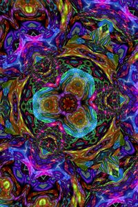 Превью обои калейдоскоп, фигуры, свечение, абстракция