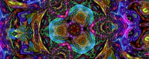 Превью обои калейдоскоп, фигуры, свечение, абстракция