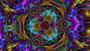 Превью обои калейдоскоп, фигуры, свечение, абстракция