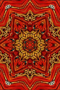Превью обои калейдоскоп, фрактал, абстракция, фон, красный