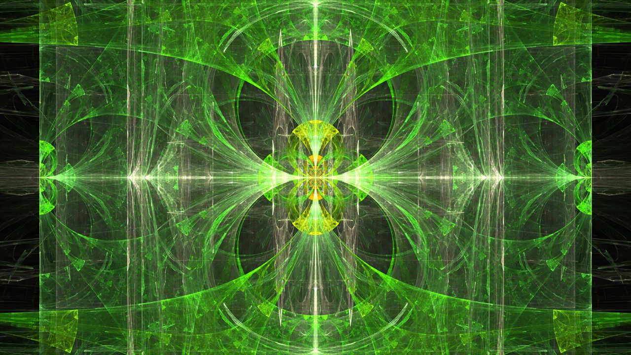 Обои калейдоскоп, фрактал, узор, зеленый, абстракция