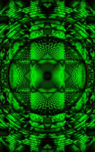 Превью обои калейдоскоп, фрактал, узор, отражение, абстракция, зеленый