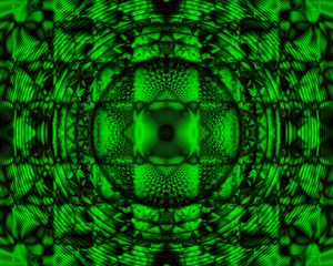 Превью обои калейдоскоп, фрактал, узор, отражение, абстракция, зеленый