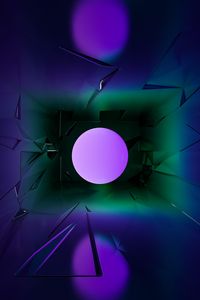 Превью обои калейдоскоп, грани, круги, иллюзия, абстракция, фиолетовый