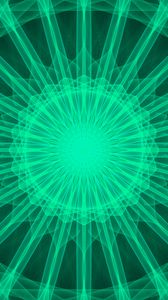 Превью обои калейдоскоп, круги, узор, линии, зеленый