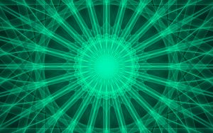Превью обои калейдоскоп, круги, узор, линии, зеленый