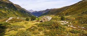 Превью обои камень, долина, пейзаж, природа, горы