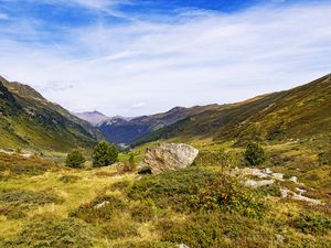 Превью обои камень, долина, пейзаж, природа, горы