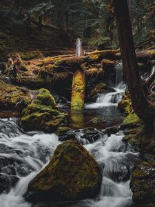 Превью обои камень, ручей, вода, природа