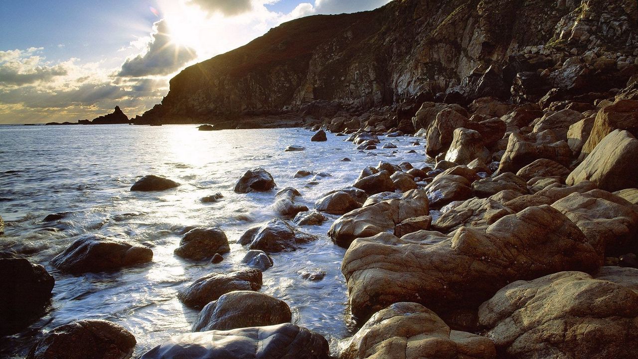 Обои камни, берег, море, исландия, брызги