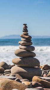 Превью обои камни, галька, баланс, пляж
