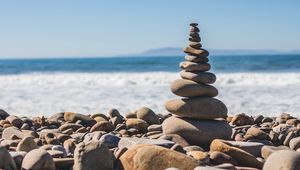 Превью обои камни, галька, баланс, пляж