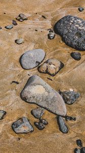 Превью обои камни, галька, песок, пляж