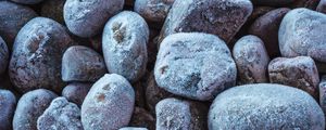 Превью обои камни, иней, макро, текстура, серый