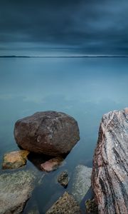 Превью обои камни, каменный, вода, горизонт