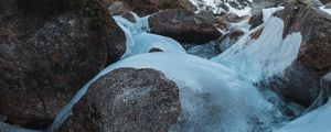 Превью обои камни, лед, гора, зима, мороз