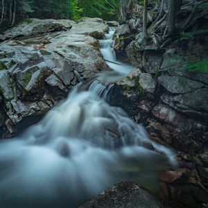 Превью обои камни, мох, водопад, природа