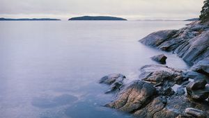 Превью обои камни, море, горизонт, остров