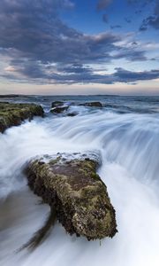 Превью обои камни, море, каскад