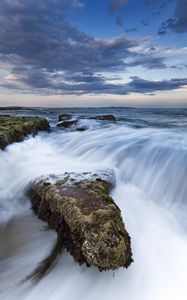 Превью обои камни, море, каскад