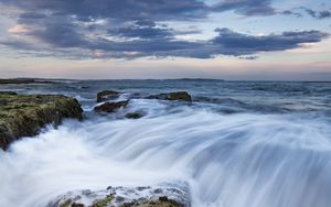 Превью обои камни, море, каскад