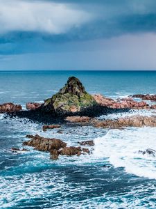 Превью обои камни, море, океан, прибой, пена