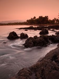 Превью обои камни, море, пальмы, берег
