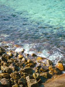 Превью обои камни, море, пена, природа