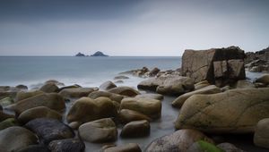 Превью обои камни, море, вид, природа