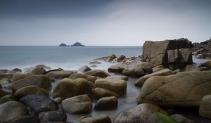 Превью обои камни, море, вид, природа