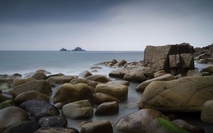 Превью обои камни, море, вид, природа