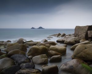 Превью обои камни, море, вид, природа