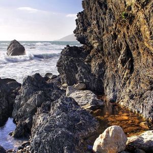 Превью обои камни, прибой, море, берег