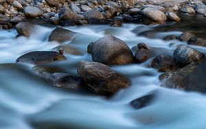 Превью обои камни, река, фризлайт, природа