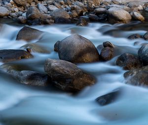 Превью обои камни, река, фризлайт, природа