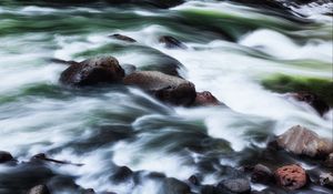 Превью обои камни, река, каскад, вода, природа