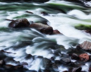 Превью обои камни, река, каскад, вода, природа